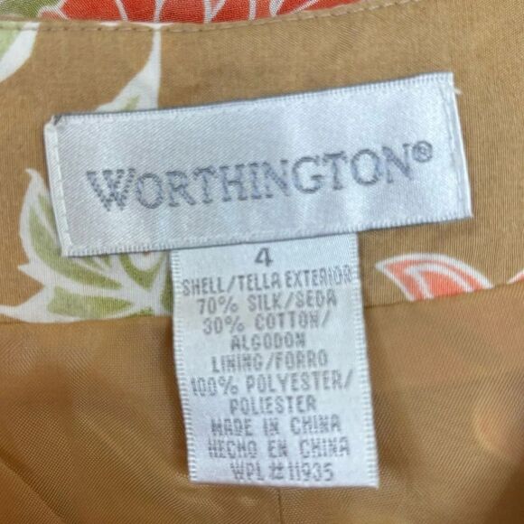 Worthington Vintage Silk Cotton Blend Floral Print 90s retro Pants size 4 - Picture 2 of 6